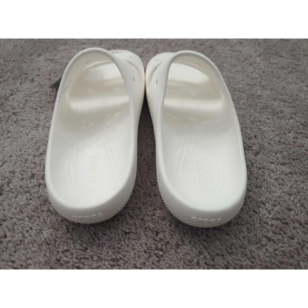 Crocs Slides Mens 13 White‎ Classic Sandal V2 Two Strap Croslite NWT